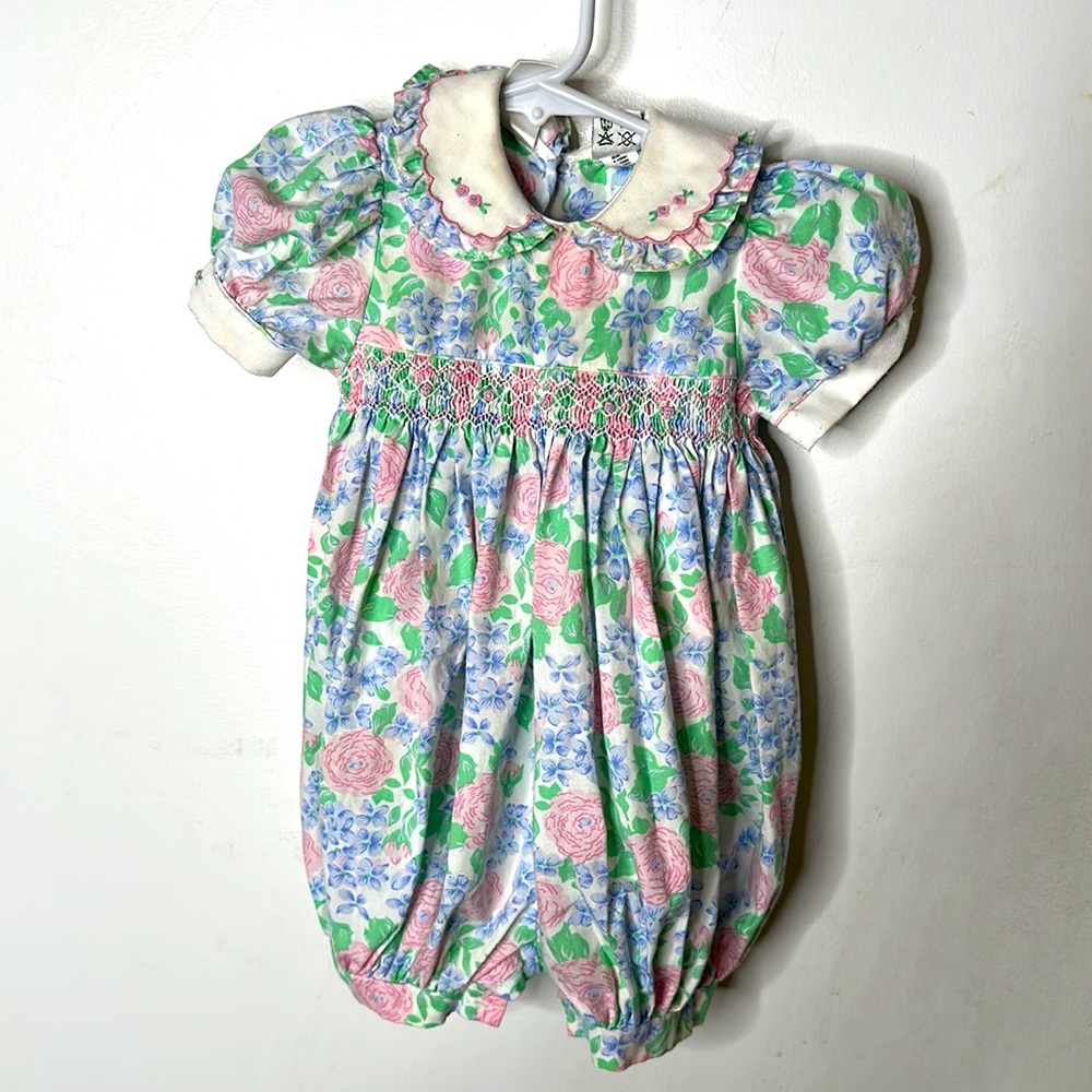 Sarah Louise Hand smocked floral bubble